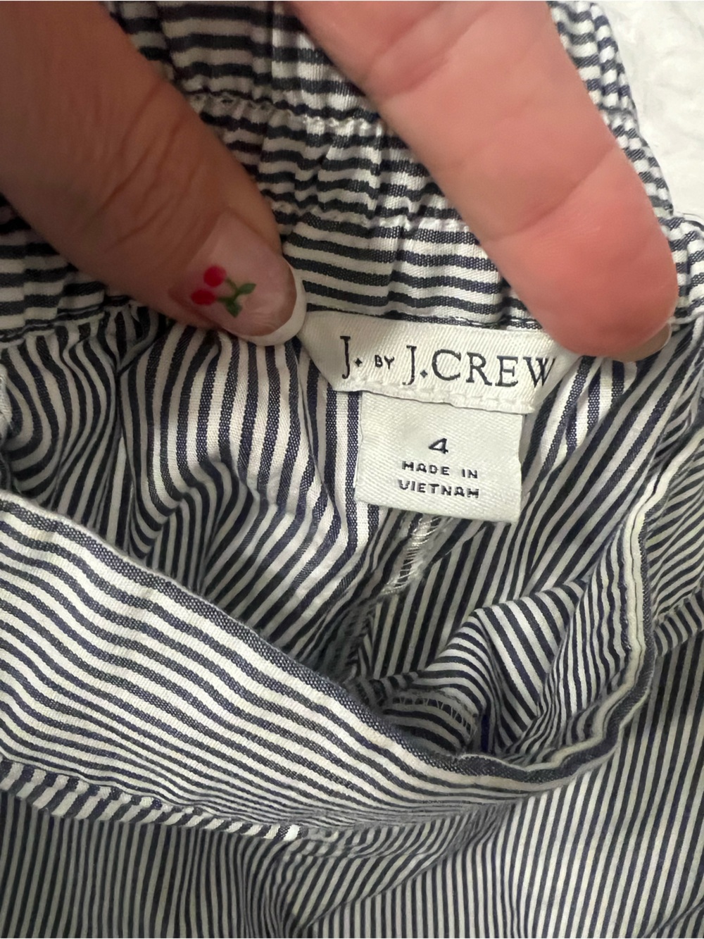 J. By J. Crew Blue White Striped Bow Tie Waist Cotton Shorts High Rise Size 4 - Picture 2 of 7